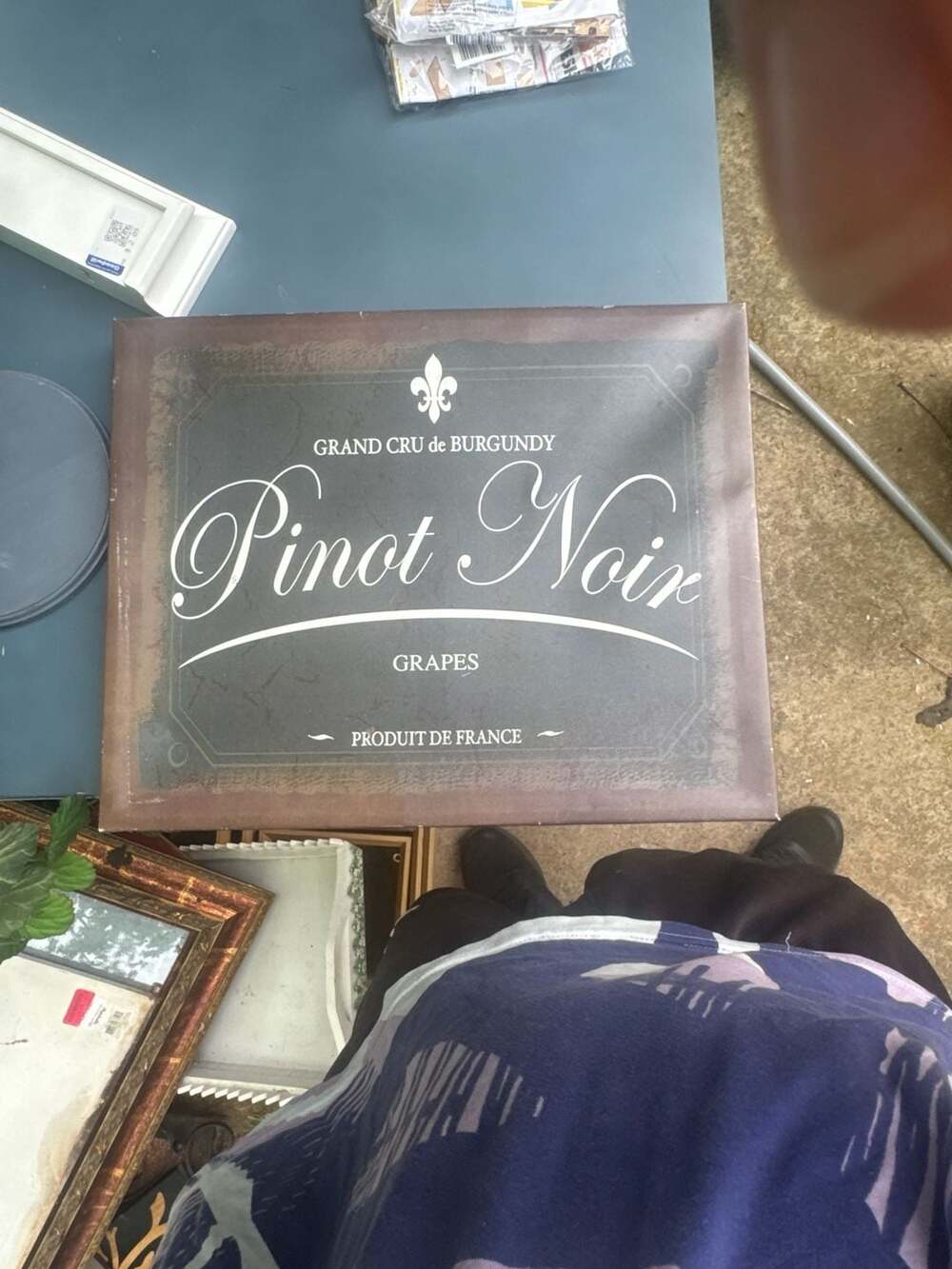 Vintage Style Pinot Noir Grand Cru de Burgundy Wine Label Wall Art Plaque